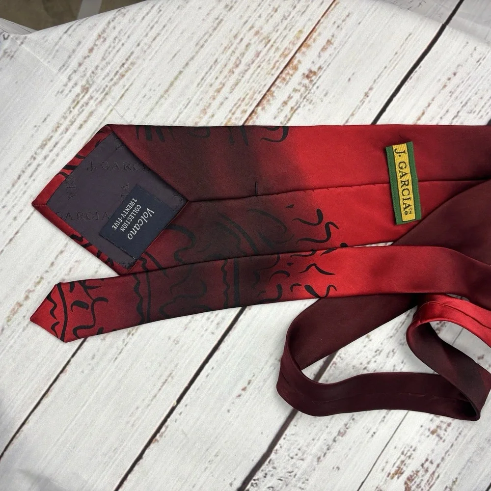 J Jerome Garcia Neck Tie Volcano Collection 25‎ Twenty Five Red Black 100% Silk
